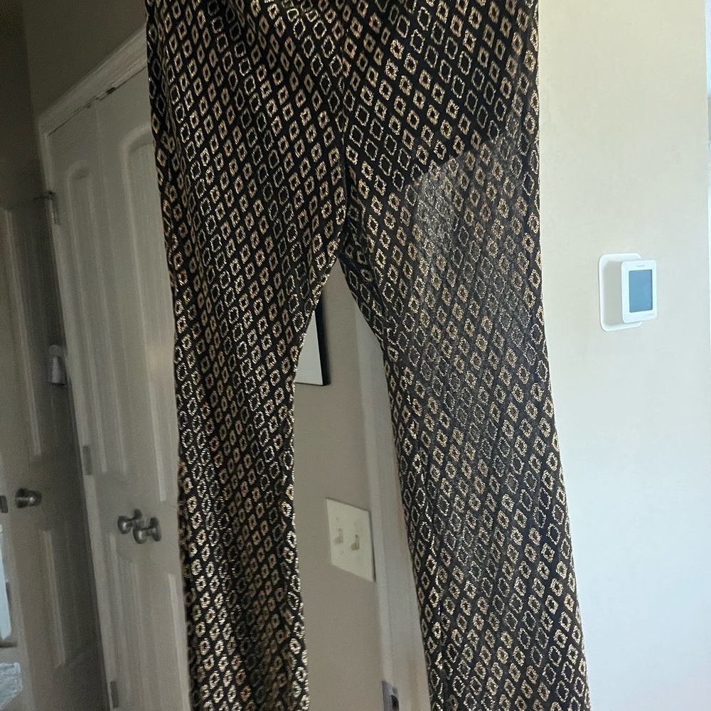 Shein, see through shiny gold and black pattern pants! NEW, never worn!